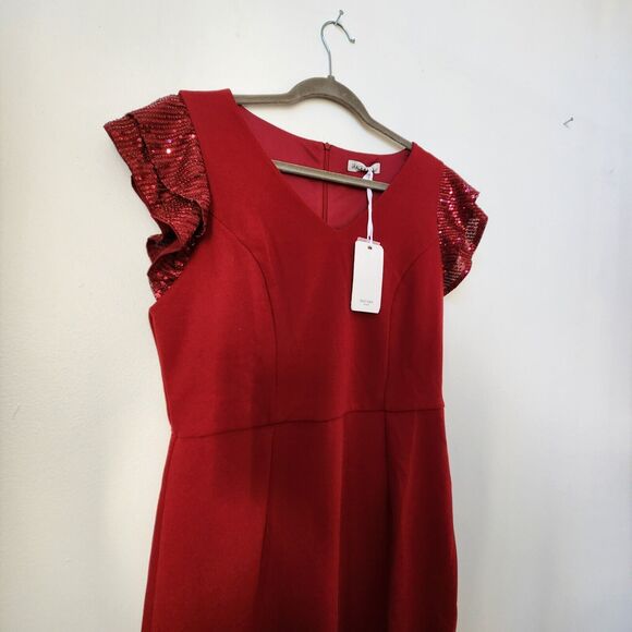 Grace Karin Crimson Red Sequin Valentine's Dress Large Asymmetrical Hem Party - Picture 8 of 8